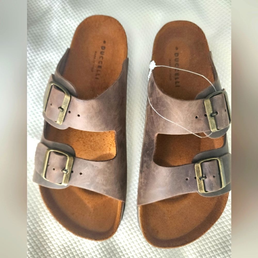 DUCCELLI Made in Italy Evan Terra leather comfort lagenlook buckle Sandals